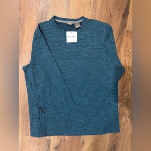 NWT Eddie Bauer Men's Emerald Blue Long Sleeve Base Layer Tech Crew